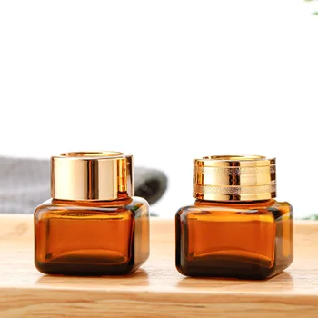 10/30/50pcs 20g Amber brown glass cosmetic jar face cream bottles portable travel face cream cosmetic container accessories