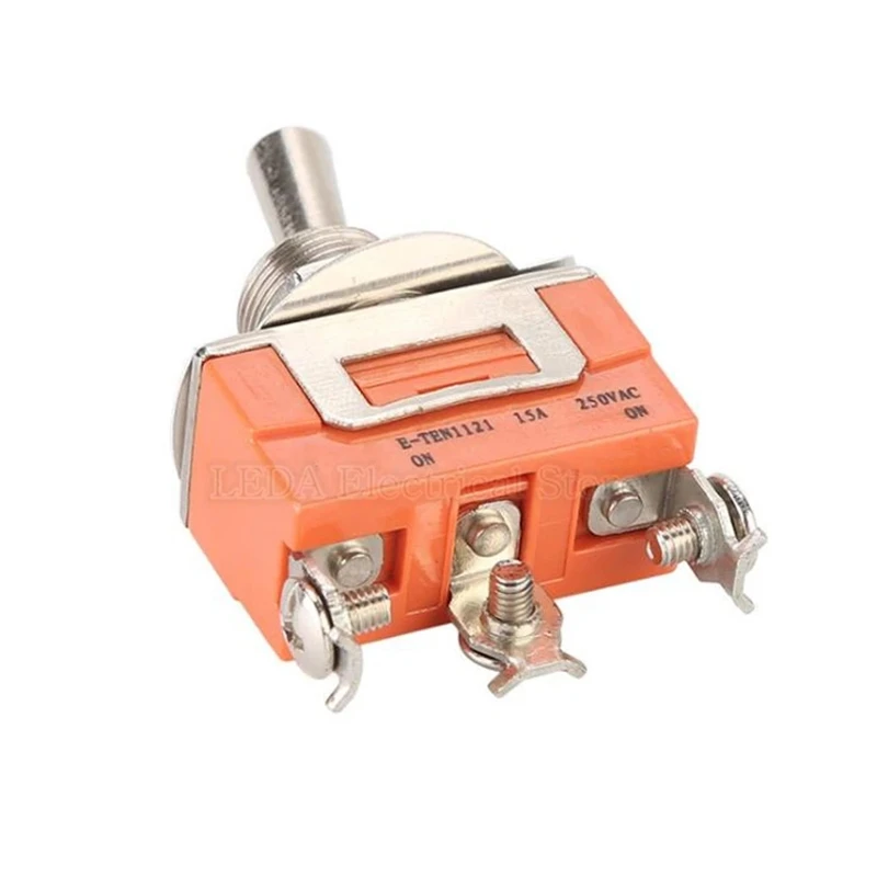 2Pcs E-TEN1121 3 Pin SPDT 3 Terminal ON-ON 15A 250V Toggle Switch E-TEN 1121 The power switch micro switch Orange