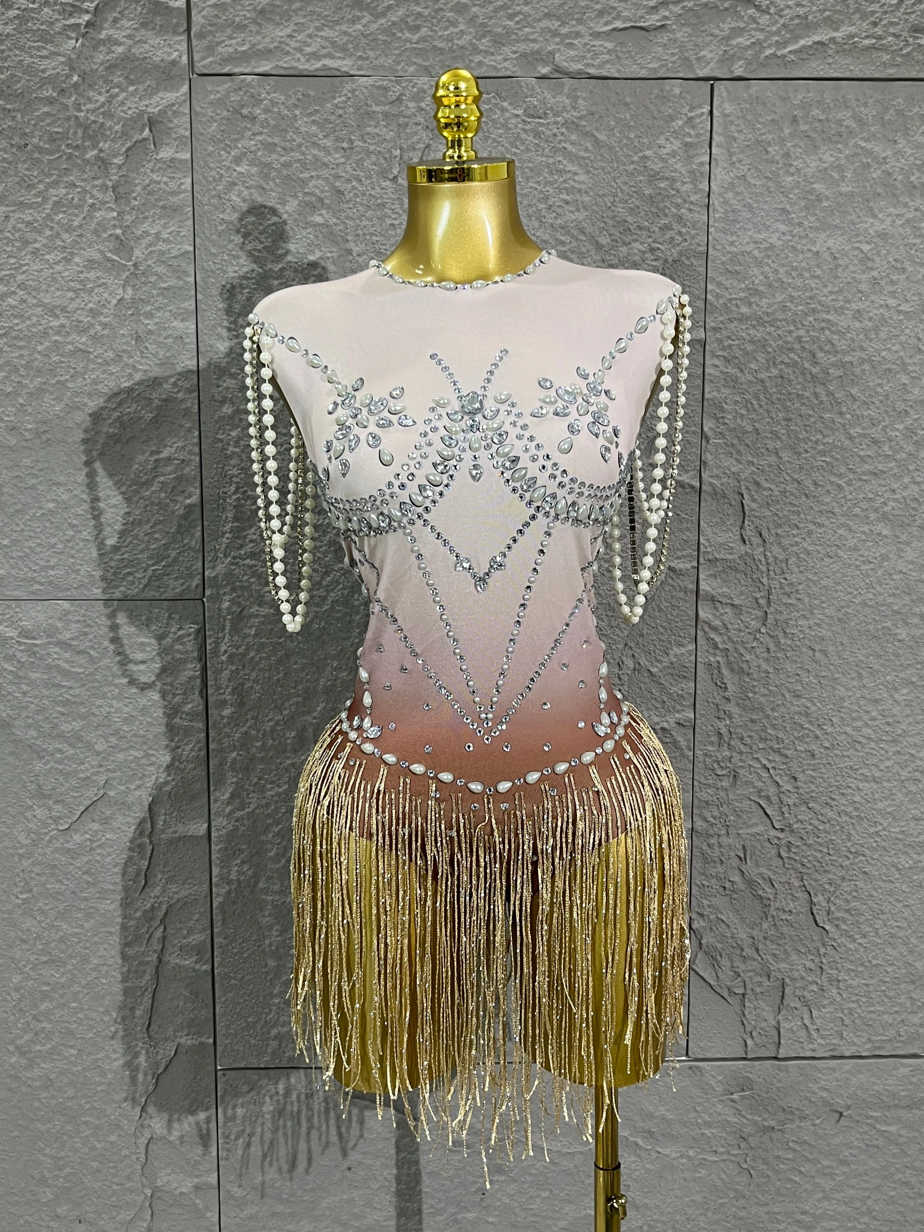 

Очаровательный женский купальник с бахромой, блестящий облегающий боди без рукавов с кисточками и кристаллами, танцовщица, певица, ночной клуб, сценическое выступление