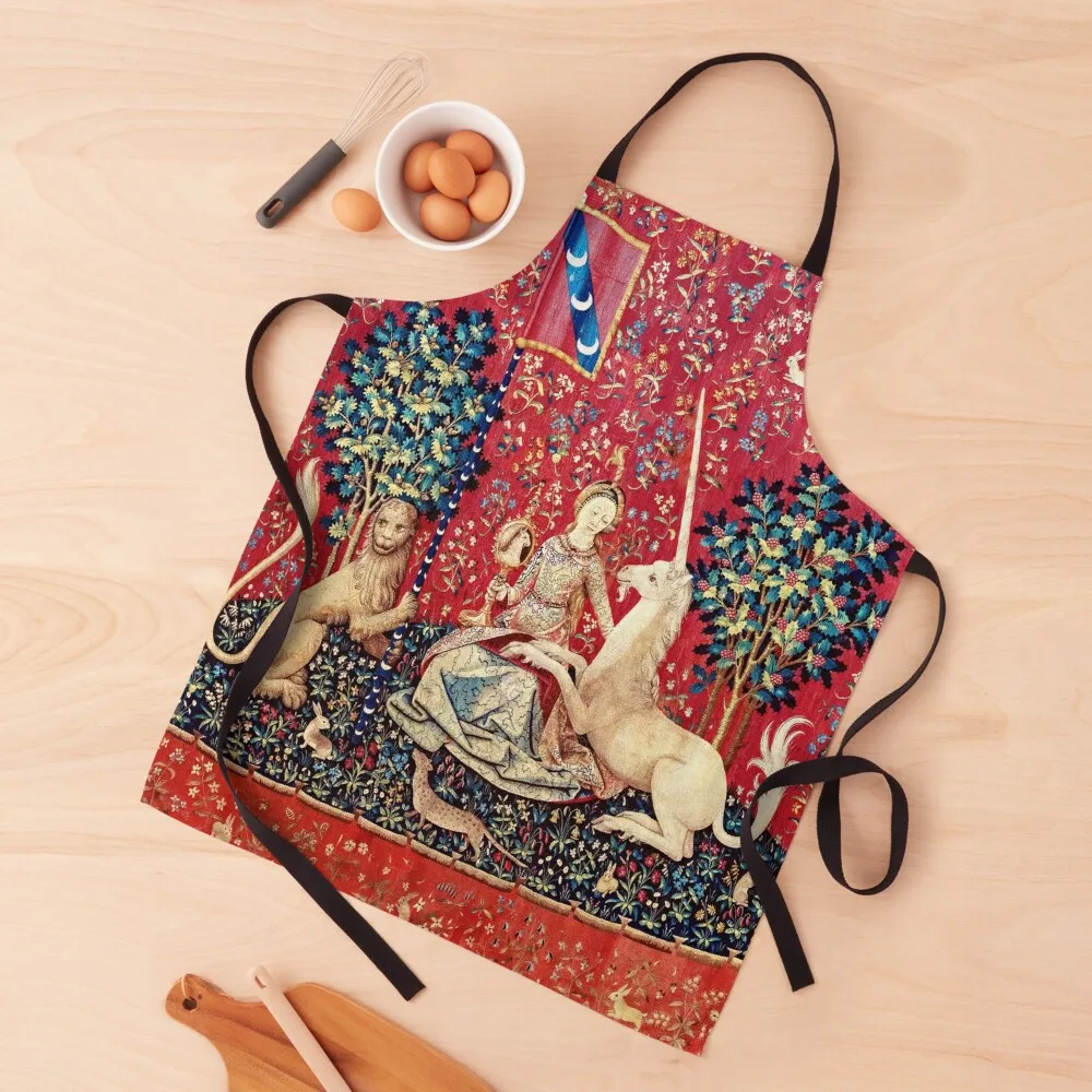 

The Lady and the Unicorn - Sight: La Dame à la licorne - La Vue - Medieval Unicorn Tapestry Apron chef for man Apron