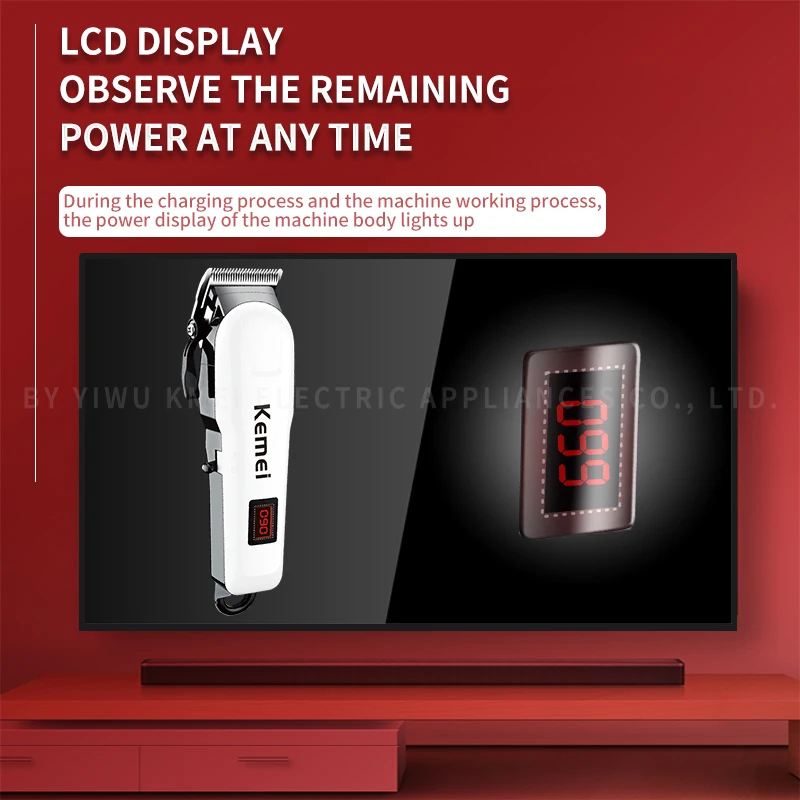 Kemei Professional Hair Clipper Adjustable Hair Trimmer For Men Eelectric Powerful Beard Rechargeable Hair Cut Barber Machine