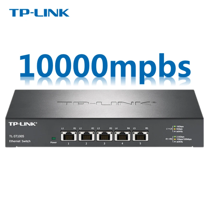 

TP-Link TL-ST1005 5 портов 10G/многожильный неуправляемый настольный коммутатор Ethernet, Plug & Play, прочный металл, автоматическое согласование скорости