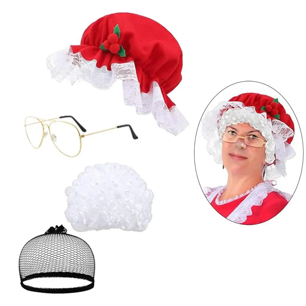 

Парик Миссис Клаус Шляпа Миссис Клаус для сценического представления Праздничный косплей