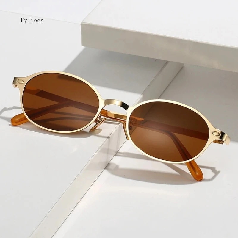 

Retro Fashion Metal Punk Square Sunglasses Women Men 2024 Brand Designer Trendy Blue Lens Small Oval Sun Glasses UV gafas
