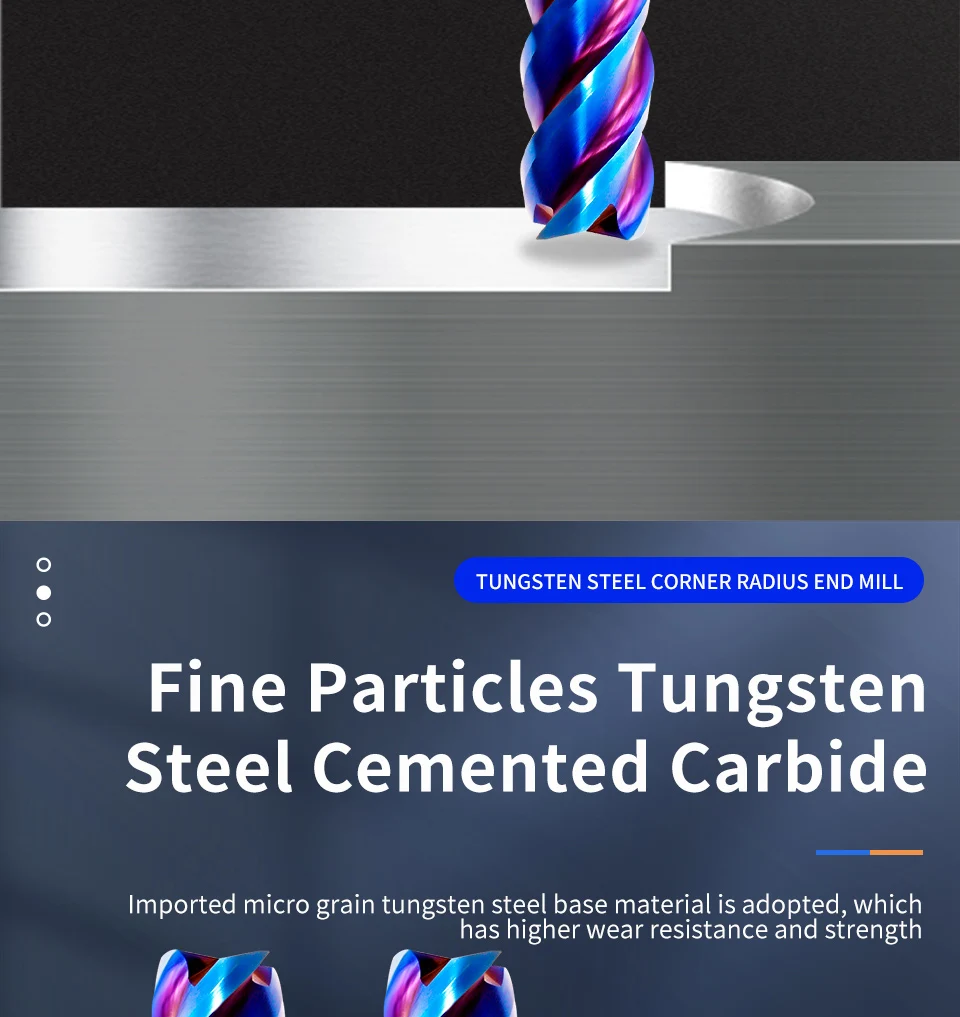 Augusttools HRC65 Eckradius-Schaftfräser, 4 Nuten, Hartmetall-Fräser, CNC-Meteal-Fräswerkzeuge für Edelstahl – Detail 5