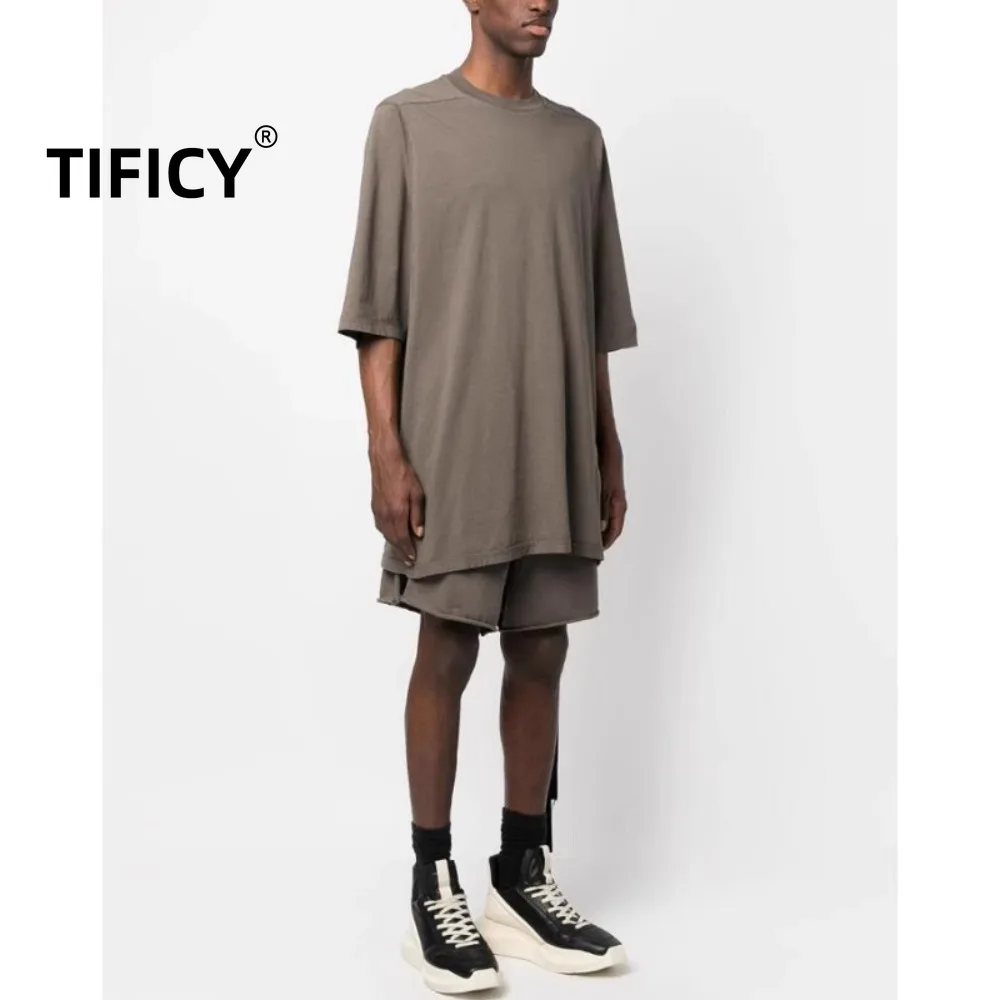 High Street Dark RO Tees T Shirt Top Men's 230g Pure Cotton Round Neck Loose Casual Short Sleeve