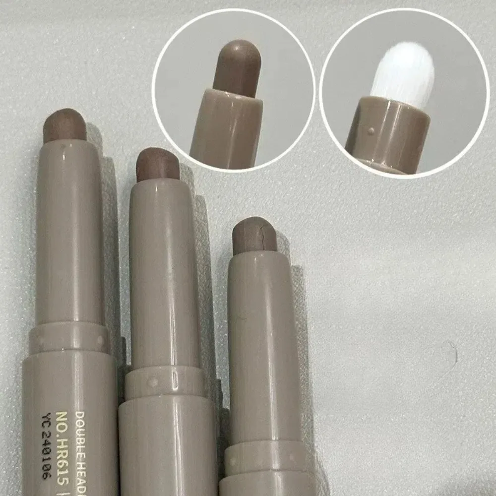 Neuer 2-in-1-Nasenschatten, 3D-Gesichts-Mattkontur-Make-up-Stift mit Pinsel, natürliche graubraune Schatten-Creme-Kontur für Mädchen und Frauen
