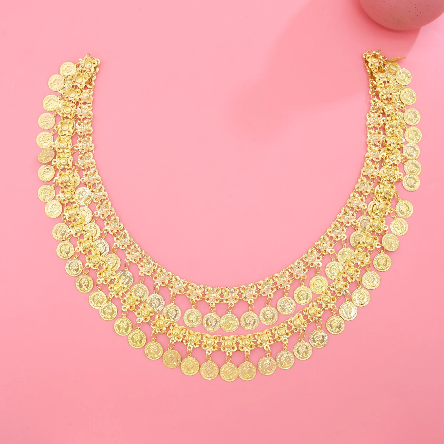Golden elegant beauty avatar coin tassel body chain exotic style Thai Dai people slanted shoulder chain fashion accessories