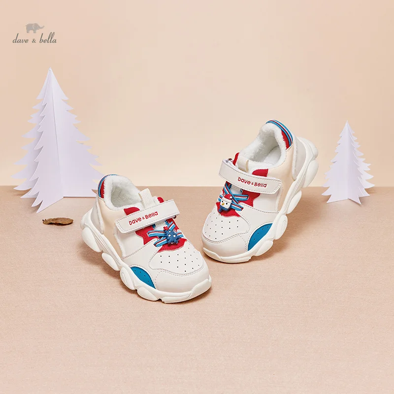 Dave Bella Winter Girl Children Sport Shoes Breathable Soft Short Plush Warm Boys Sneakers Kids Running Shoes DB4237288