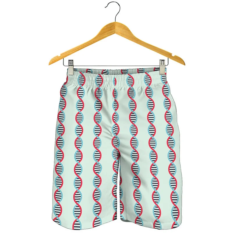 Creative Biology DNA Helix Pattern Beach Shorts For Men 3d Printed Swimming Trunks Kids Summer Vacation Loose Surf Board Shorts