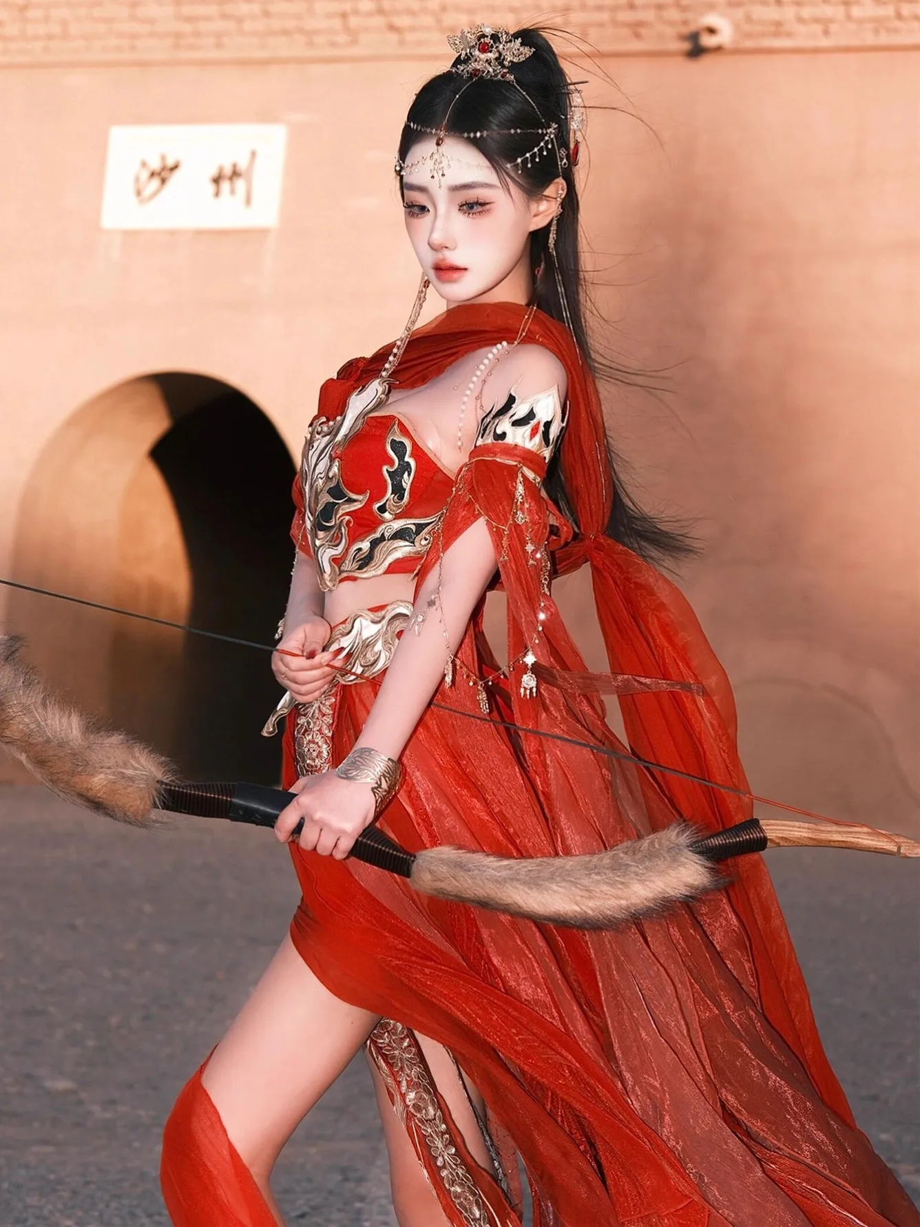 

Red Desert Princ Photoaphy Hanfu Women's Traditional Chinese Clothing Ethnic Sle Travel Photoaphy Costume