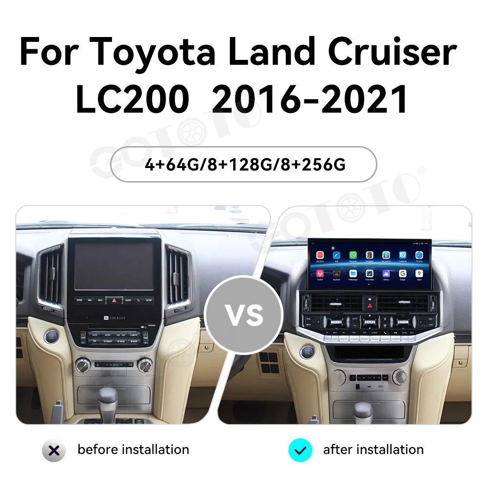 12.3 inch For Toyota Land Cruiser LC200 Upgrade To LC300 2016-2021 Car GPS Multimedia Player Stereo Head Unit Android 15