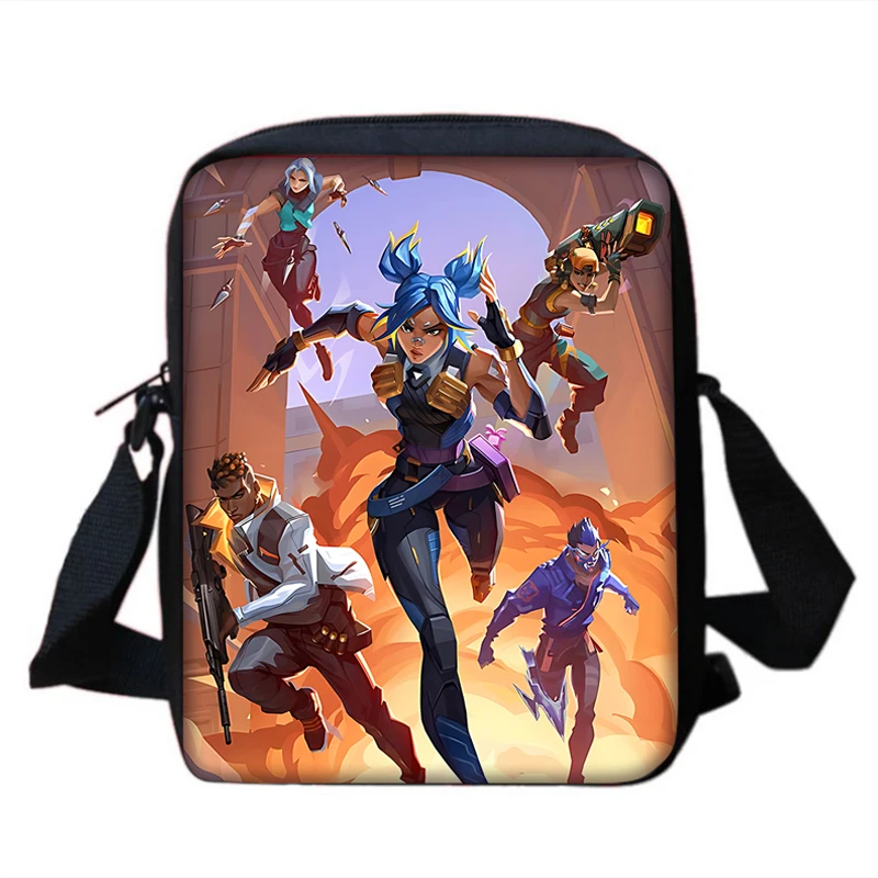 Boy Girls Valorants Game Character Art Printed Shoulder Messenger Bag Child Casual Handbag Men Women Phone Bag Shopping Bag