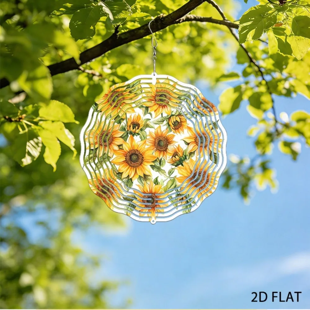 

Iron Sunflower Wind Chime Watercolor Garden Decor Outdoor Lawn Art 9.8in