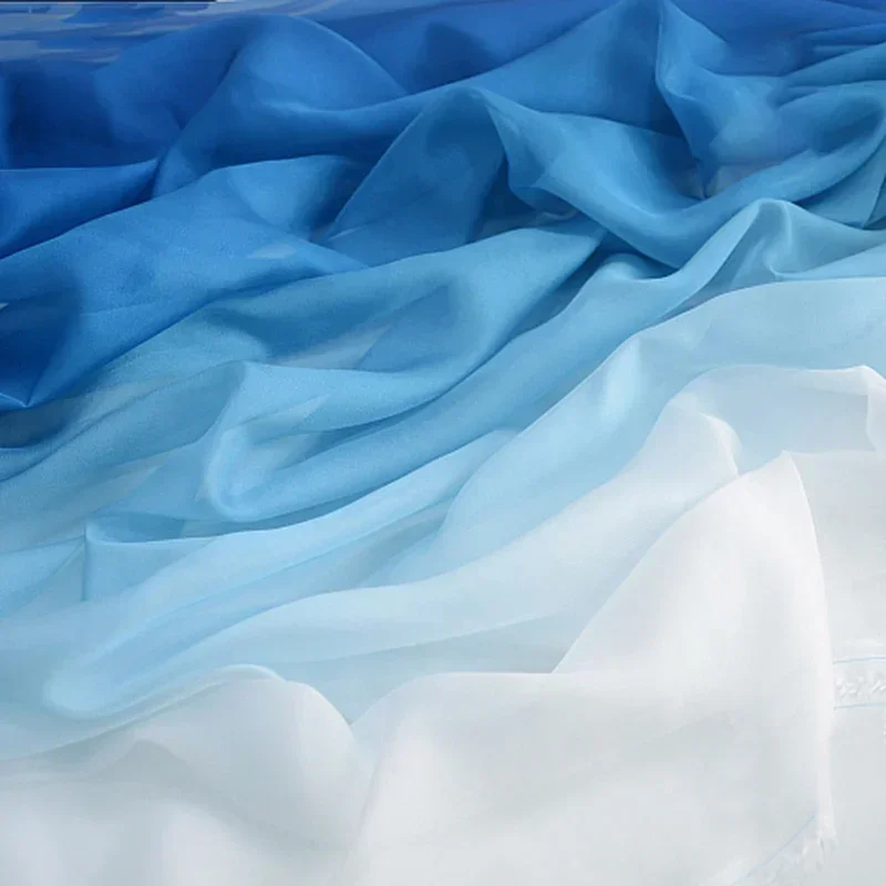 Gradient Print Chiffon Fabric for Hanfu Stage Costume Big Sleeve Dress Wedding Decoration Rainbow DIY Sewing Craft Material