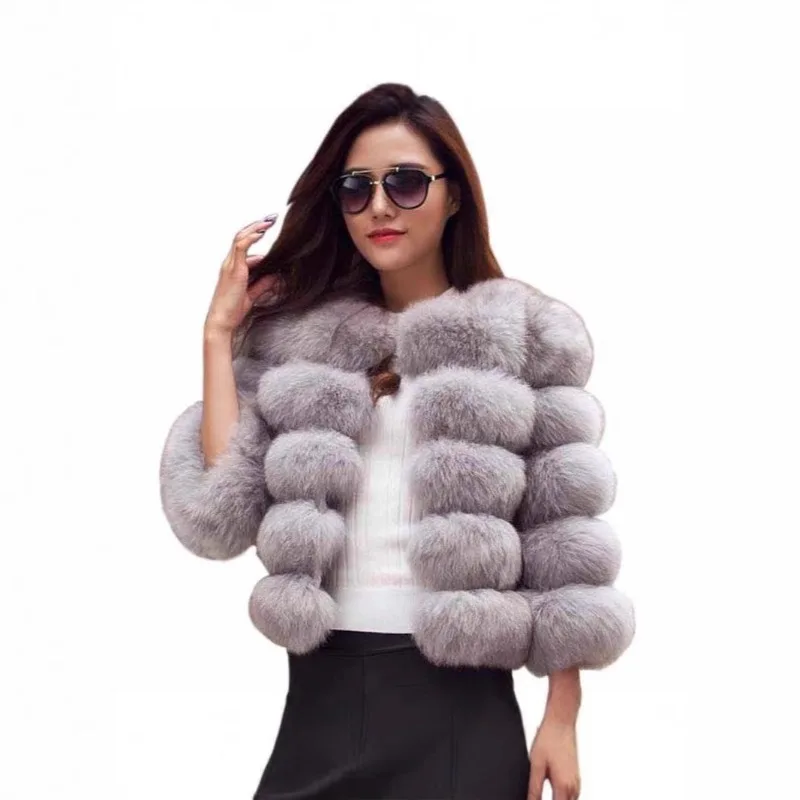 

Luxury Brand Women's Clothing Plus Size Faux Fox Fur Coat Winter New Faux Fur Fashionable Warm Artificial Fur Overcoat Jacket
