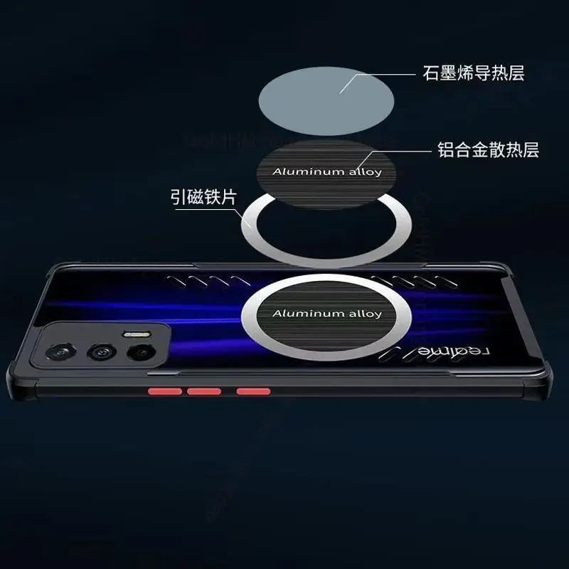 Coque For Realme GT Neo 3 For Magsafe Magnetic Case For Realme GT Neo 2 2T Heat Dissipation Cooling Transparent Magsafing Cover