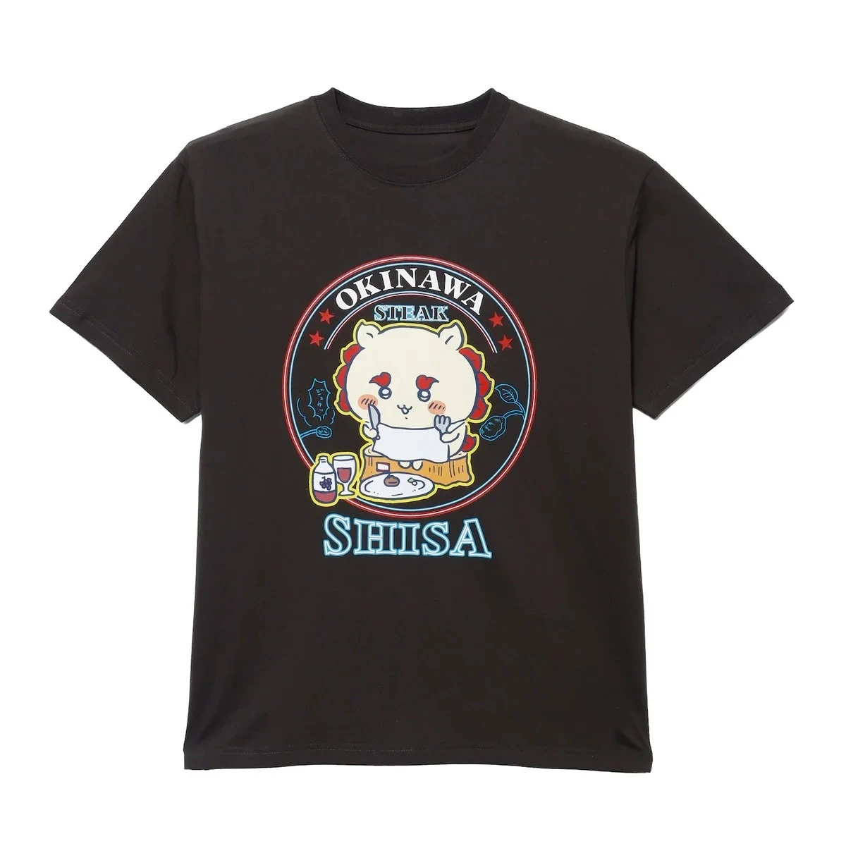 Local Specialty Store Graphic Tee Unisex Steak Pattern Short Sleeve Casual Cartoon Streetwear Fashion Tops Black Charcoal Color