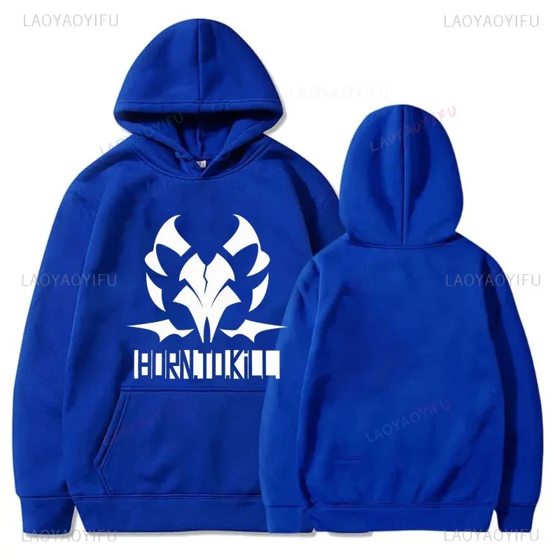 Mannen Vrouwen Anime Onikata Kayoko Blauw Archief Geboren Om Te Doden Hoodies Sweatshirts Cosplay Manga Esthetische Unisex Lange Mouw Kleding