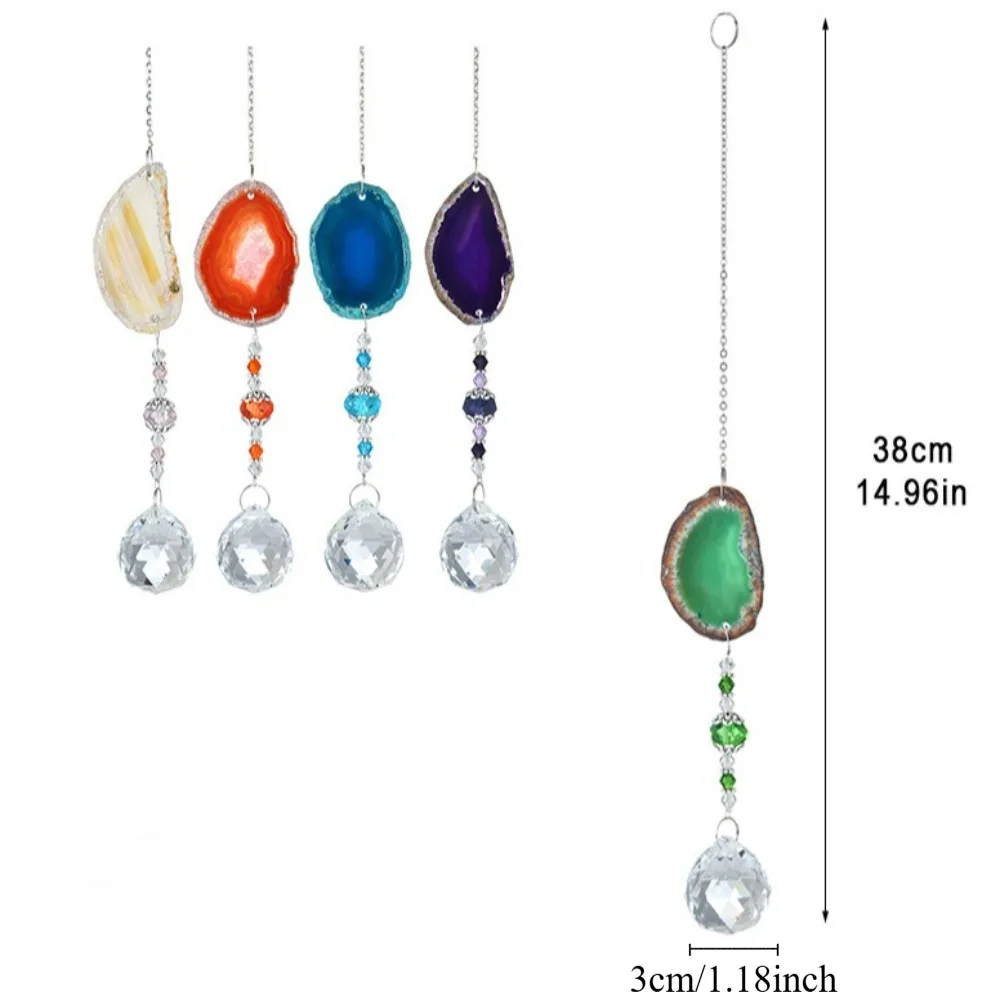 الطبيعية الملونة كريستال العقيق الشمس الماسك الحرف قوس قزح صانع كريستال الرياح الرنين حديقة قلادة قوس قزح بريزم الكرة sunالماسك #5