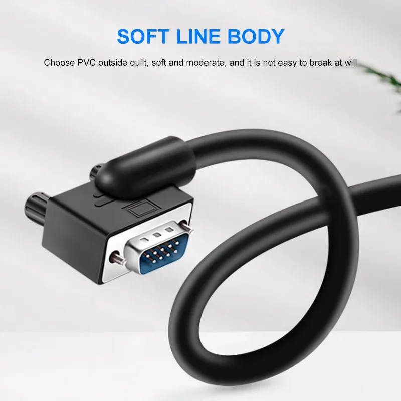 RS232 DB9 Elbow Serial Port Cable Male to Female Extension Data Wire Black PVC Com Left Elbow Data Line for Computer Display