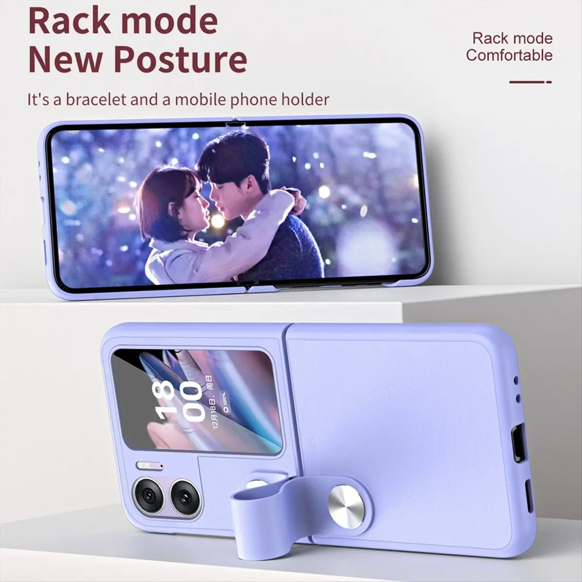 【ELEVATE LIFE】TPU Stand Cover Portable with Hand Strap Mobile Phone Shell Washable Adjustable Foldable Fall Resistant for Find N