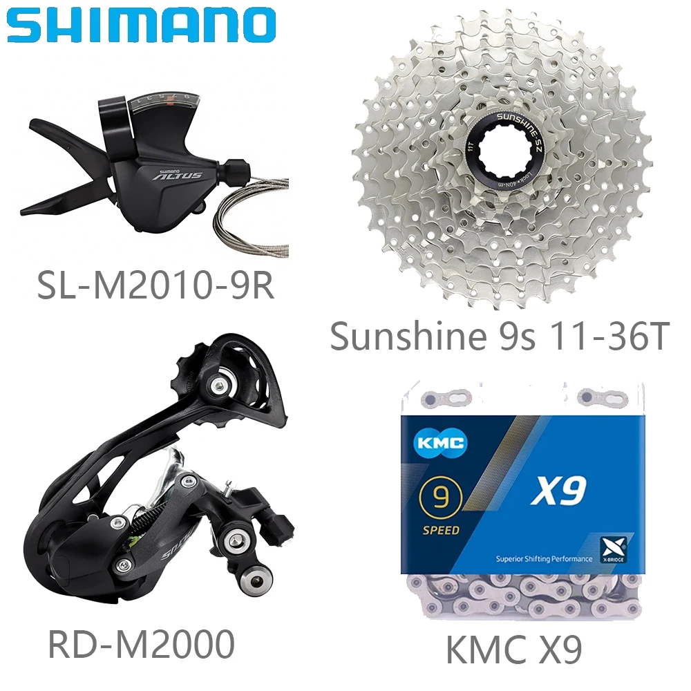 

SHIMANO M2000 Group 1x9 Speed 9s SL-M2010 Right Shifter Lever RD-M2000 9v Rear Derailleur X9 Chain 36/40/42/46T Cassette