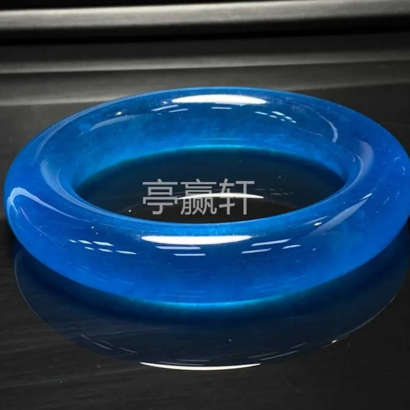 

Myanmar Mine TimberAGrade Ice-like Aquamarine Bracelet Women's round Bar Sapphire Blue Crafts Fat round Bar Hand Simulation Jade