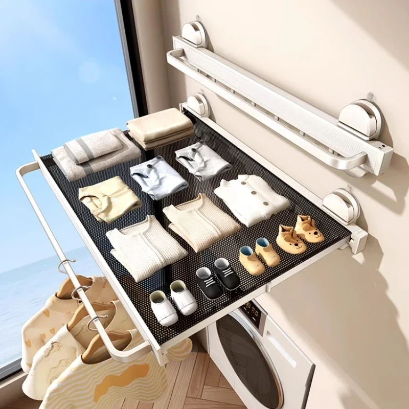 

Suction cup folding drying rack, invisible balcony drying rack