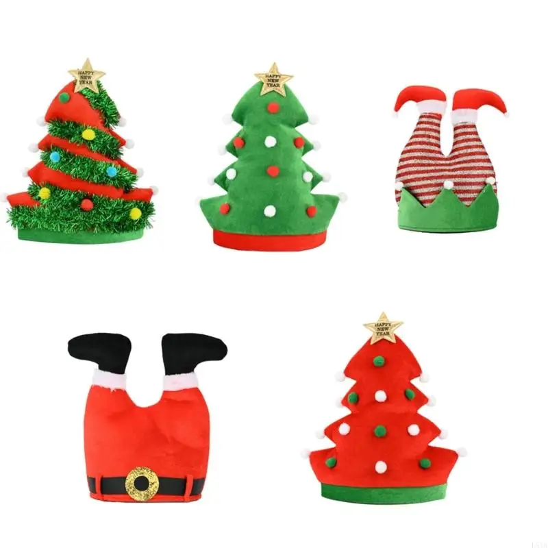 

L5YA Holiday Cheer Santa Hats Festival Hat NonWoven Fabric Headwear Decorative Accessories For Christmas Morning Photos