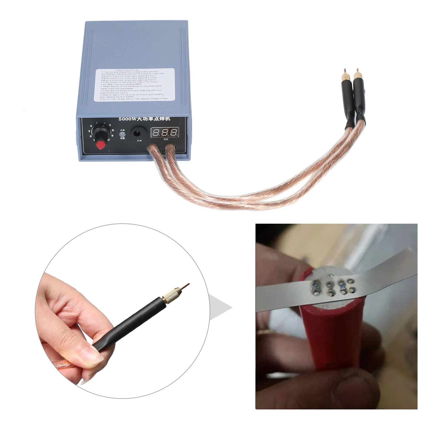 weytoll Spot Welder 5000W High Power Handheld Spot Welding Machine Portable 0-800A Current  Welders