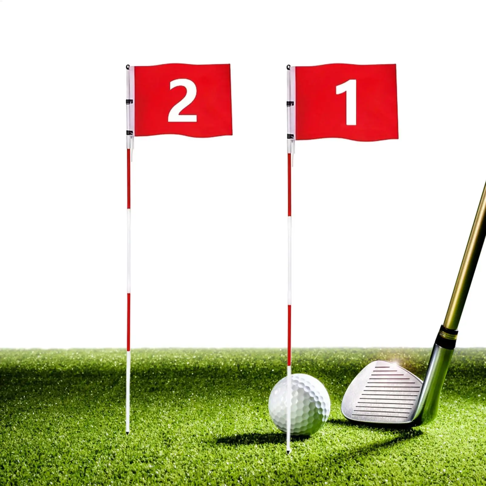 5-Section Weatherproof Putting Green Flagstick with Hole Cup  Multi-Purpose Golf Practice Flag for Driving Range & Country Club