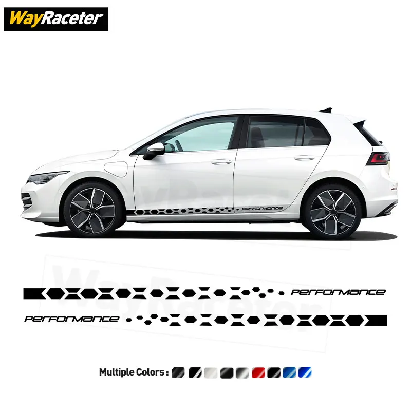2 Pcs/Set GTI Performance Carbon Fiber Vinyl Racing Door Side Stripes Sticker For Volkswagen Golf 8 2025 8.5 2024 2023 R Line