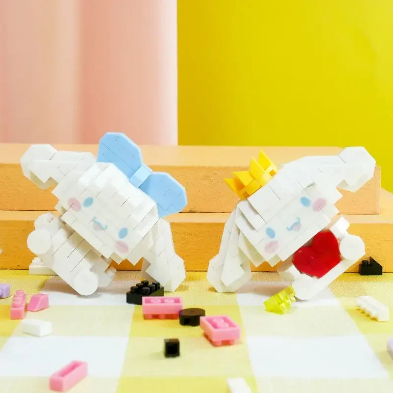 Sanrio Small Particle Kawaii Cinnamoroll Spliced Building Blocks Children's Fashion Toys Desktop Decoration Birthday Gift