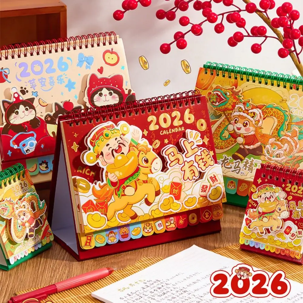 Practical Memo Notes 2026 Desk Calendar One Month to View Cartoon Monthly Calendar Coil Binding Monthly & Daily Planner Home