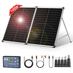 Dokio 100 W faltbares Solarpanel China (2 Stück x 50 W) 18 V + 10 A 12 V Controller Solarbatteriezelle/Modul/Systemladegerät