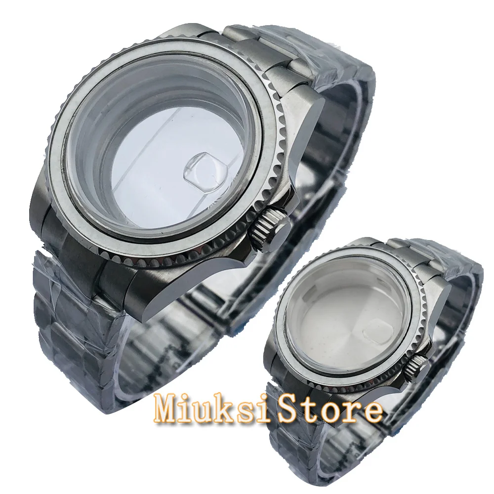 

40mm watch case sapphire glass date window stainless steel strap fit NH35 NH36 ETA 2836,Miyota 82 Serie,DG2813/3804