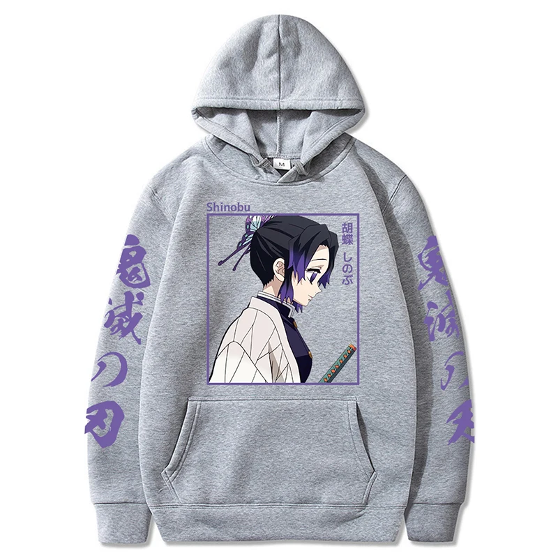 Demon Slayer Anime Hoodie Shinobu Kocho Men Women Sweatshirts Harajuku Plus Size Unisex Long Sleeve Pullover Clothes Tops