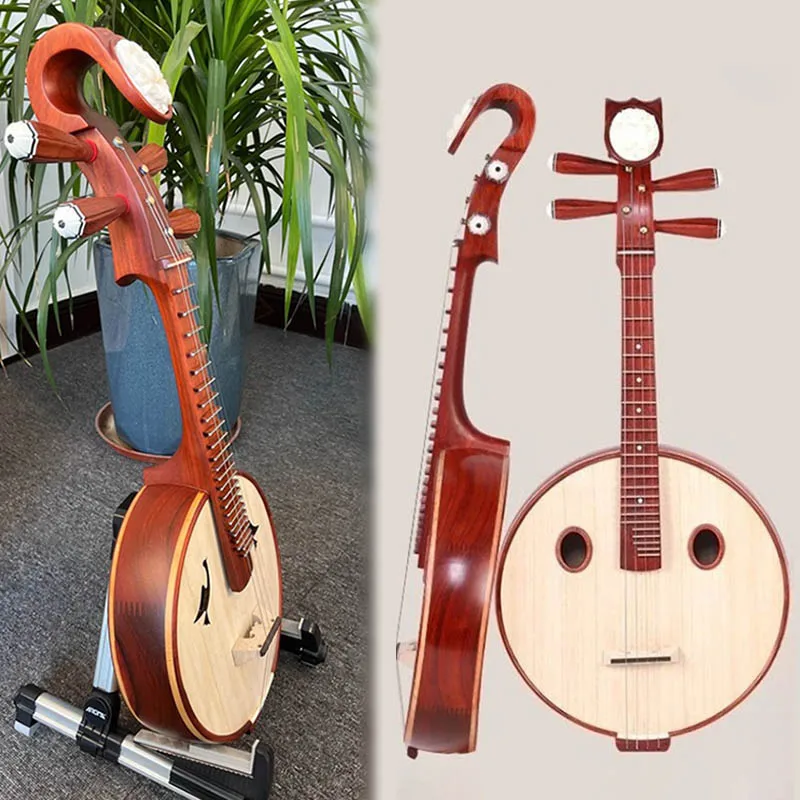 Rosewood Zhongruan Professional Traditional Plucking Instrument Adults Children Playing High-pitched Ruan Folk Musical Zhongruan