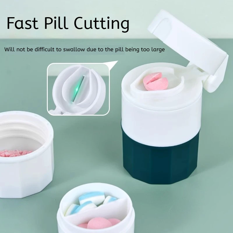 

Портативный футляр для таблеток 4 в 1, разделитель лекарств, порошок Pastillero, измельчитель для таблеток, аптечка для хранения, контейнер для лекарств, коробка для таблеток