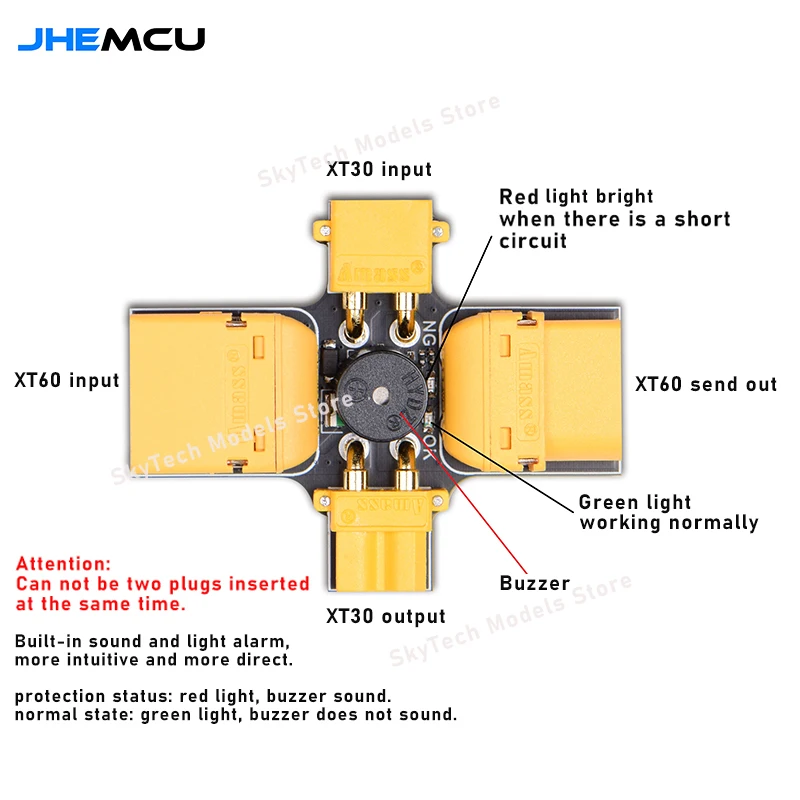JHEMCU tapón de humo XT30 XT60 macho hembra 1-6S herramienta de prueba de humo de fusible reiniciable autocurativo para RC modelo FPV Drone barco Pasrt