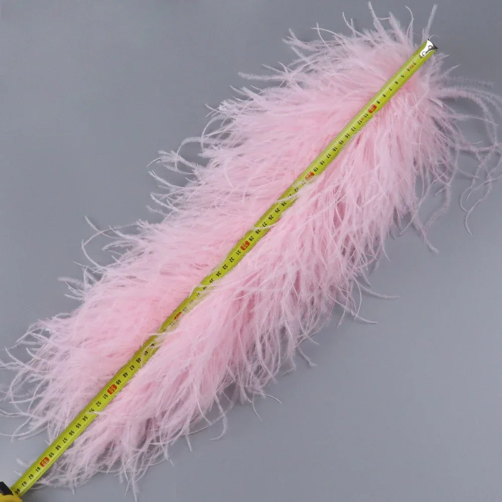 10PLY 0.5-4M Light Pink Ostrich Feathers Boa Cuttable Ostrich Feather Shawl for Party Lady Dress Clothing DIY Decoration Scarf