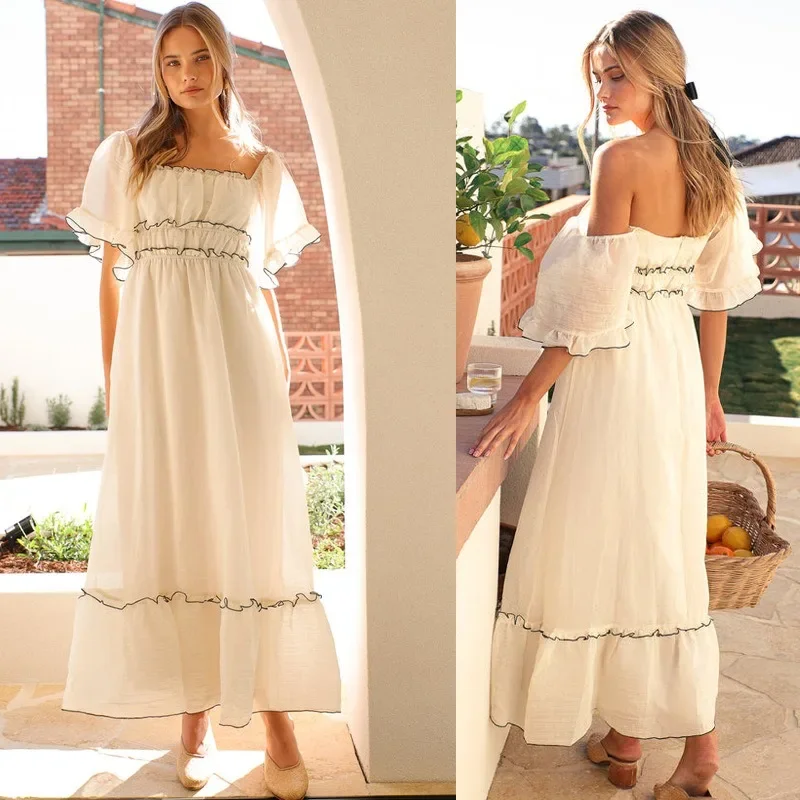 

Spot 2025 European And American New Summer Long Fairy Wrinkled Women's Dress
