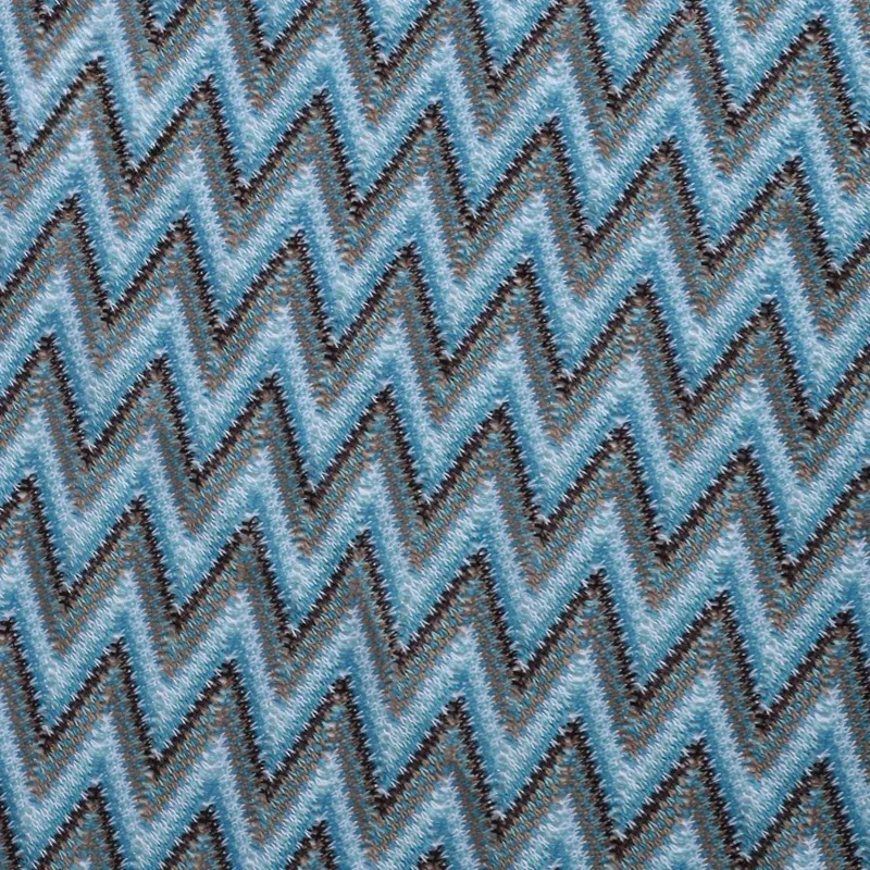 Coffee Colored Blue Pure Polyester Wavy Lace Crochet Jacquard Knitted Fabric Clothing Design European and American Fabrics