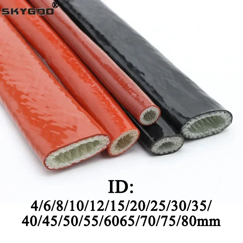 

High Temperature Resistant Fiberglass Tube Silicone Resin Coated Glass Fiber Braided Fireproof Sleeve Fire Retardant Casing Pipe