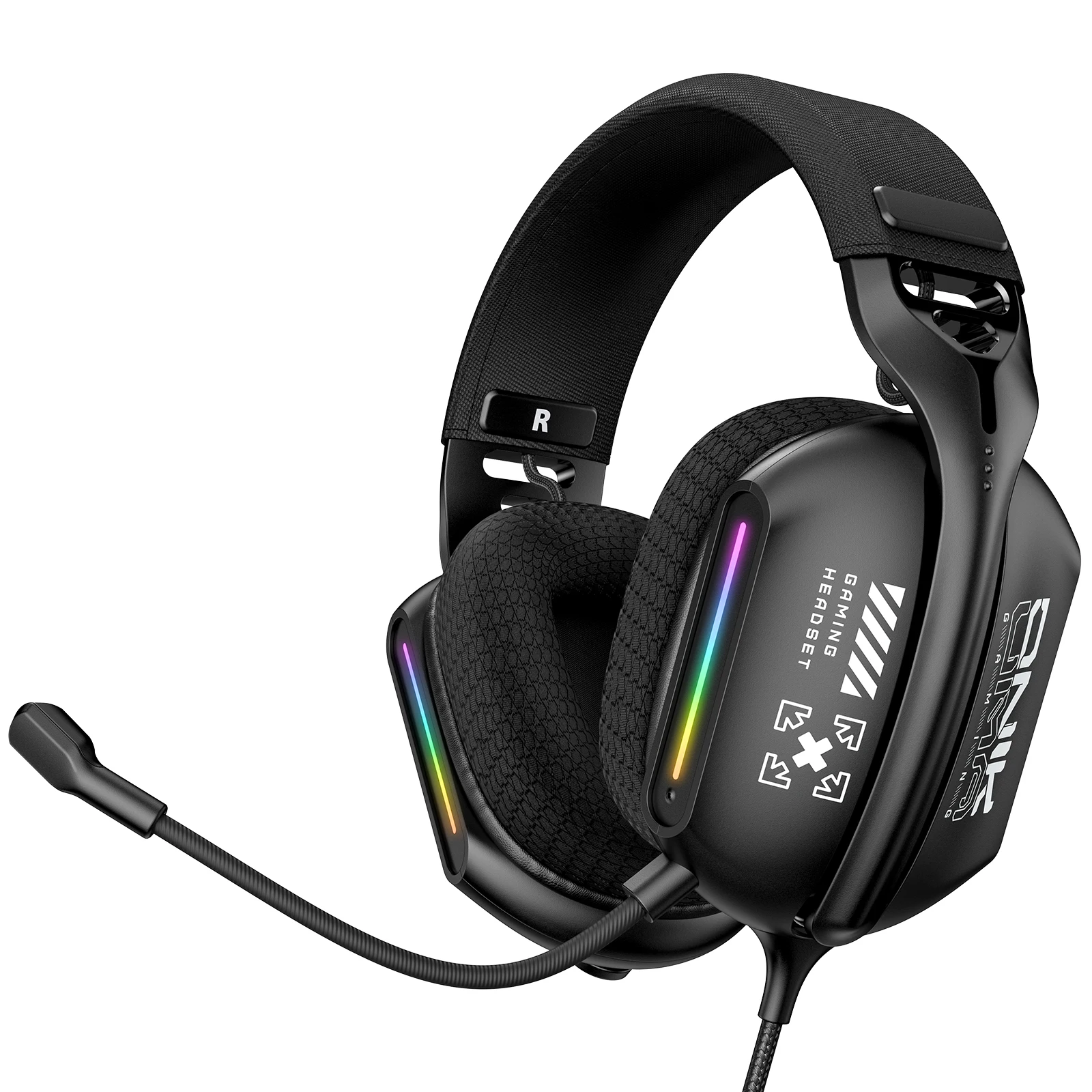 

Проводная игровая гарнитура с микрофоном, RGB-наушники с шумоподавлением, 3,5 мм USB, для ПК, PS4, Xbox, ноутбуков и геймеров