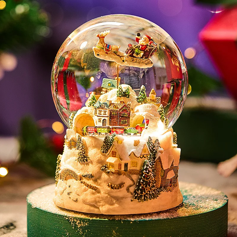 Sculpture musicale de Noël à rotation automatique avec lumières scintillantes, décoration d'intérieur, artisanat, cadeaux de Noël uniques