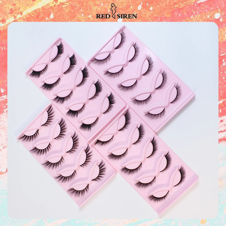 رموش عين القطة ذات مظهر طبيعي رموش صناعية ثعلب رموش صناعية خفيفة الوزن لمكياج عين الدمية 5 زوج/حزمة