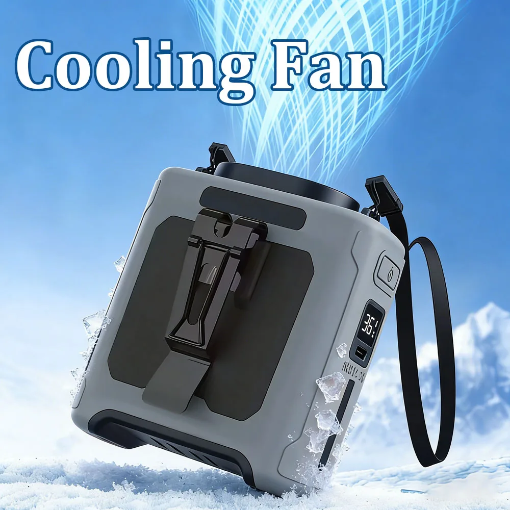 10000mAh Tragbarer Taillenventilator Starker Luftstrom 5 Geschwindigkeiten Wiederaufladbarer Clip-Ventilator für Outdoor Camping Angeln
