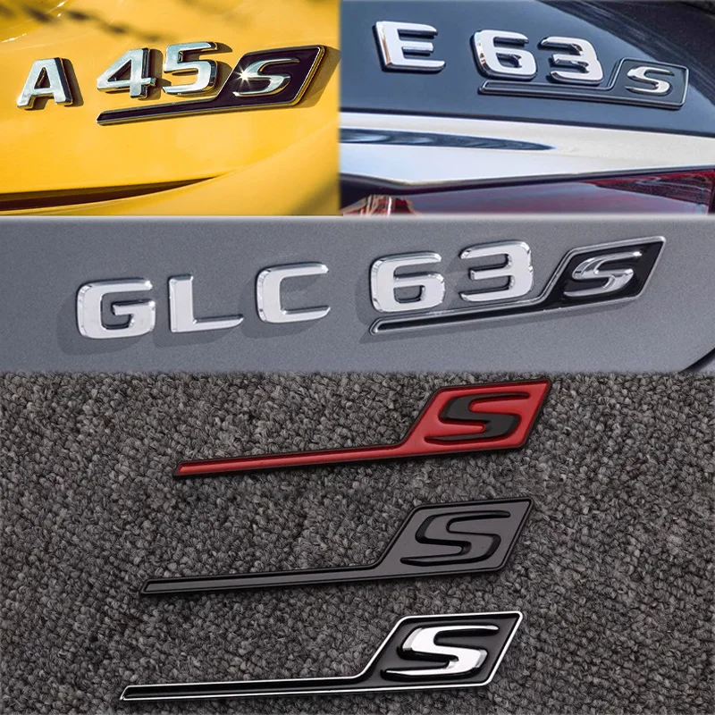 3D ABS Car Rear Trunk Badge Decal Emblem Sticker S Logo For Mercedes AMG A GLA CLA 45 GLE GLC C E 63 S X156 W205 W212 W207 W176